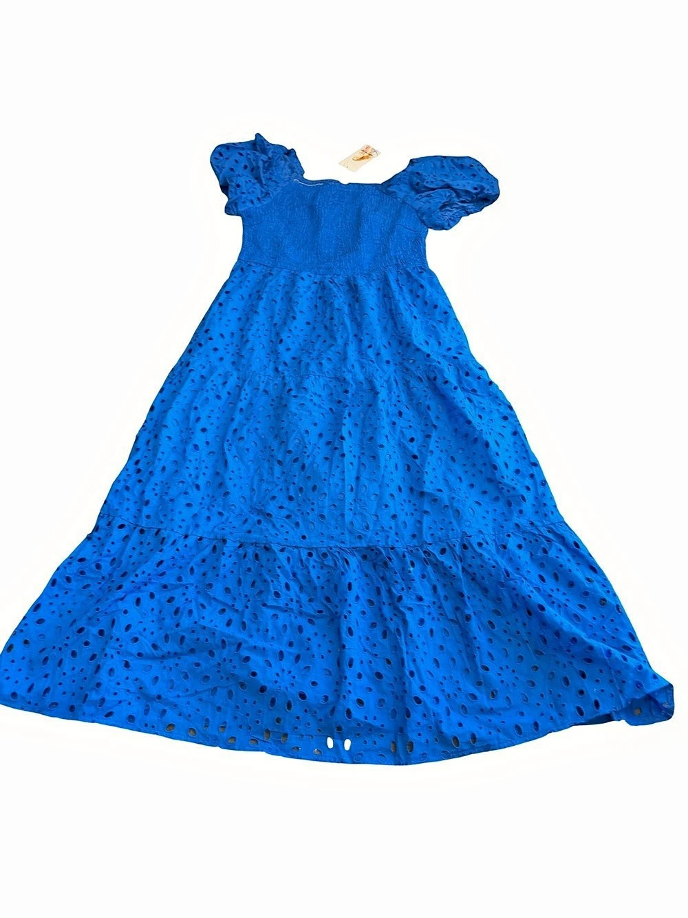 PRETTYGARDEN Women's Summer Eyelet Maxi Dress Blue Large NWT